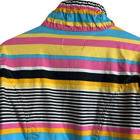 VTG‎ Y2K AMI Women Jacket L Rainbow Stripe Windbreaker Preppy Coastal Travel - Picture 4 of 13